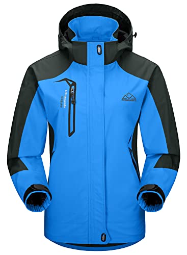 YSENTO Damen Wanderjacke Wasserdicht Outdoor Jacke Leicht Windbreaker Übergangsjacke Regenjacke Softshell Funktionsjacke(Blau,2XL) von YSENTO