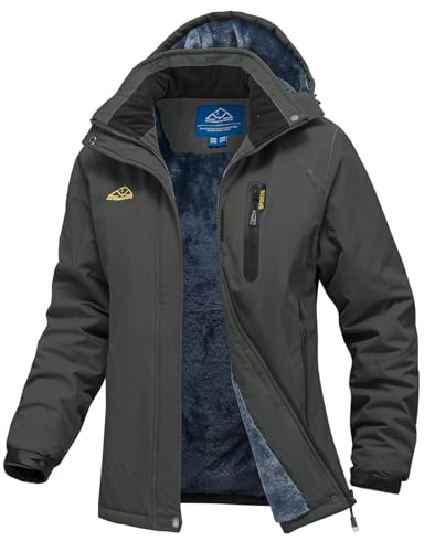 YSENTO Damen Winterjacke Wasserdicht Skijacke Softshelljacke Warm Gefüttert Winddicht Outdoor Snowboardjacke(Dunkelgrau,XL) von YSENTO