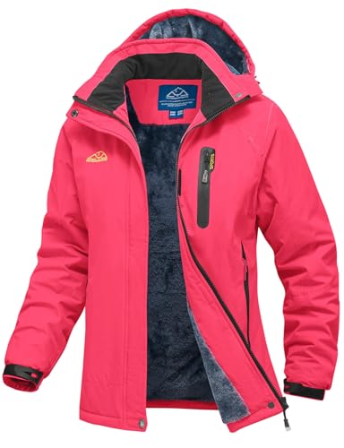 YSENTO Damen Winterjacke Wasserdicht Skijacke Softshelljacke Warm Gefüttert Winddicht Outdoor Snowboardjacke(Rose,XS) von YSENTO