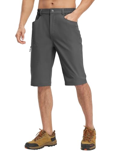 YSENTO Herren 3/4 Kurze Hosen OutdoorShorts Kurze Cargohose Wanderhose Stretch Trekkinghose(Dunkelgrau,40) von YSENTO
