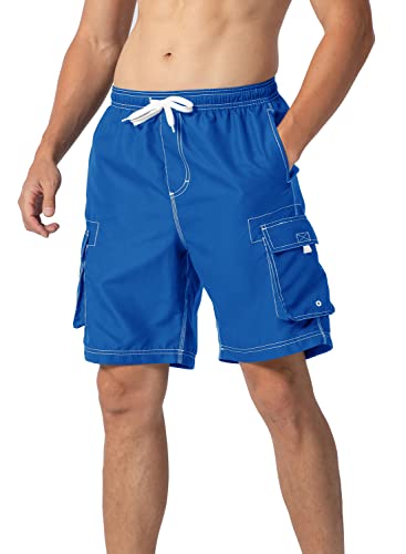 YSENTO Herren Badeshorts Schnelltrocknend Badehose Leicht Schwimmhose Jungen Boardshorts mit Mesh-Futter(Blau,M) von YSENTO