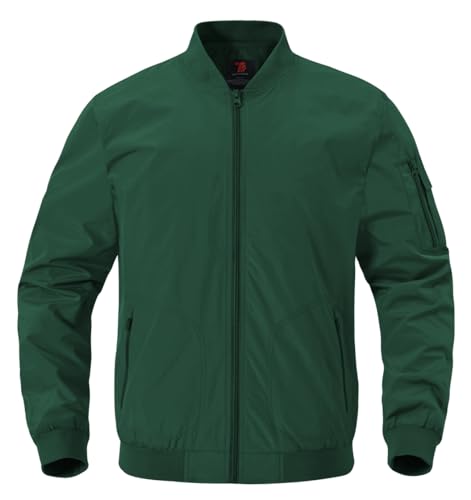 YSENTO Herren Bomberjacke Leichte Übergangsjacke Blouson Windbreaker Stehkragen Baseball Fliegerjacke mit Reißverschlusstaschen(Armeegrün,S) von YSENTO