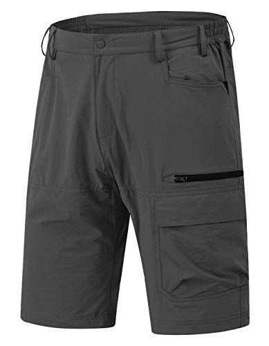 YSENTO Herren Cargo Shorts Outdoor Wanderhose Atmungsaktiv Sommer Kurz Hose mit Reißverschlusstaschen(Khaki,40) von YSENTO