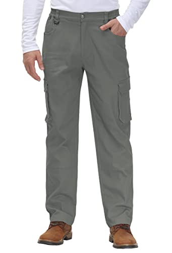 YSENTO Herren Cargohose Männer Arbeitshosen Stretch Chino Kargohosen Vintage Baggy Hosen Baumwolle(Dunkelgrau,32) von YSENTO