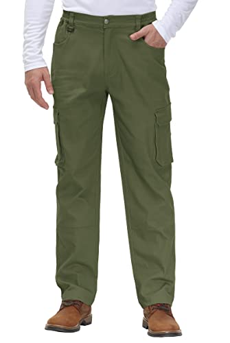 YSENTO Herren Cargohose Männer Arbeitshosen Stretch Chino Kargohosen Vintage Baggy Hosen Baumwolle(Grün,36) von YSENTO