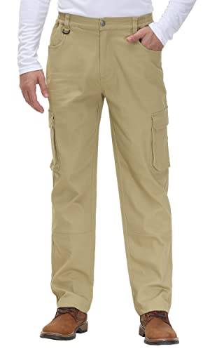 YSENTO Herren Cargohose Männer Arbeitshosen Stretch Chino Kargohosen Vintage Baggy Hosen Baumwolle(Khaki,36) von YSENTO