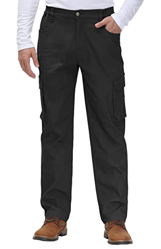 YSENTO Herren Cargohose Männer Arbeitshosen Stretch Chino Kargohosen Vintage Baggy Hosen Baumwolle(Schwarz,40) von YSENTO