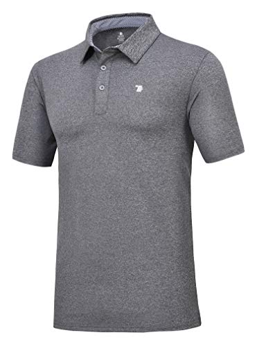 YSENTO Herren Golf Poloshirt Kurzarm Polohemd Sport Tennis Running Freizeit Einfarbig T-Shirts mit Polokragen(Dunkelgrau,L) von YSENTO