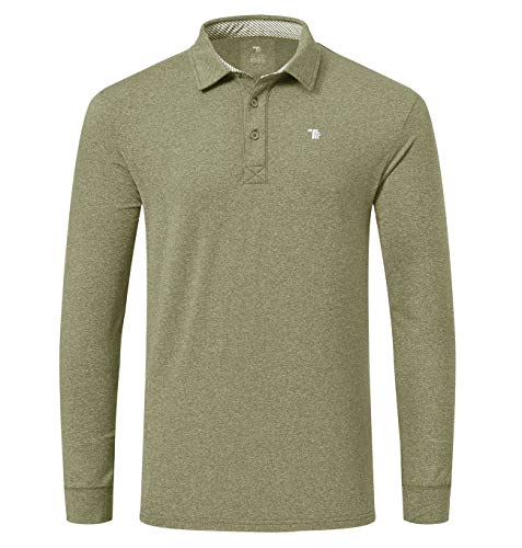 YSENTO Herren Golf Poloshirt Langarm Outdoor Winter Fleece Sport Freizeit Polo Kragen Polohemd T-Shirt(Grün,S) von YSENTO