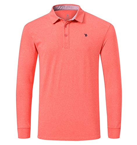 YSENTO Herren Golf Poloshirt Langarm Outdoor Winter Fleece Sport Freizeit Polo Kragen Polohemd T-Shirt(Orange,L) von YSENTO