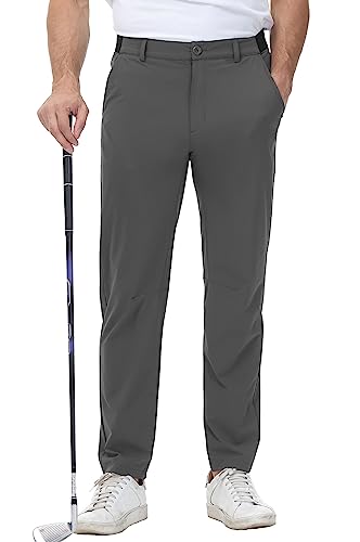 YSENTO Herren Golf Stretchhose Slim-Fit Leichte Elastische Taille Casual Sporthose Golfhose Lang mit Taschen(Dunkelgrau,38) von YSENTO