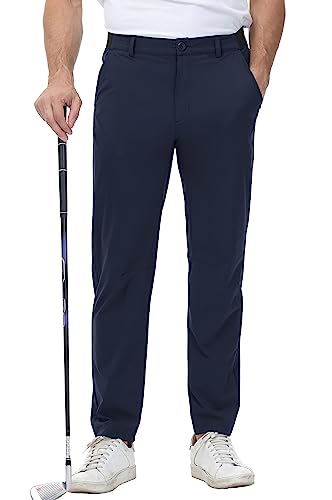 YSENTO Herren Golf Stretchhose Slim-Fit Leichte Elastische Taille Casual Sporthose Golfhose Lang mit Taschen(Marine,30) von YSENTO