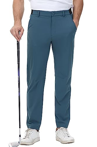 YSENTO Herren Golf Stretchhose Slim-Fit Leichte Elastische Taille Casual Sporthose Golfhose Lang mit Taschen(Marineblau,40) von YSENTO