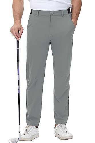 YSENTO Herren Golf Stretchhose Slim-Fit Leichte Elastische Taille Casual Sporthose Golfhose Lang mit Taschen(Mittelgrau,36) von YSENTO