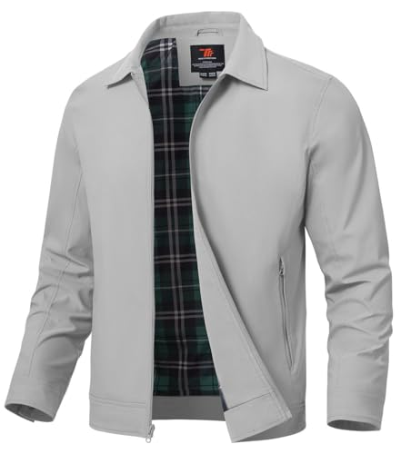 YSENTO Herren Jacke Bomberjacke Sommer Leichte Übergangsjacke Fliegerjacke Windbreaker Blouson Jacke(Hellgrau,M) von YSENTO