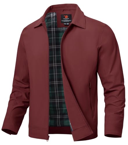 YSENTO Herren Jacke Bomberjacke Sommer Leichte Übergangsjacke Fliegerjacke Windbreaker Blouson Jacke(Weinrot,XL) von YSENTO