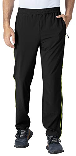 YSENTO Herren Jogginghose Lang Sporthose Leichte Atmungsaktiv Trainingshose Fitness Freizeithose mit Reißverschlusstaschen(Schwarz,XL) von YSENTO