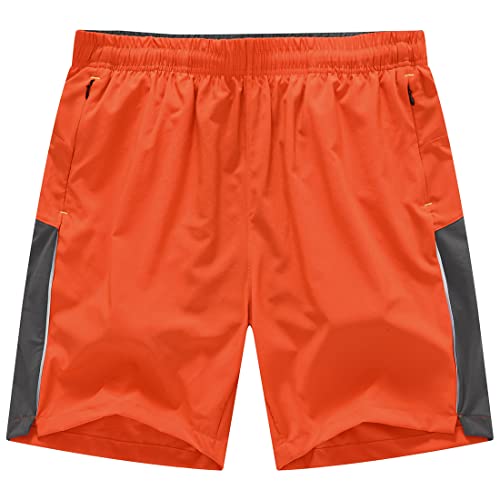 YSENTO Herren Kurze Hose Sport Shorts Schnell Trocknend Leicht Fitness Training Jogging Shorts mit Reißverschlusstaschen(Dunkelgrau,S)(Orange,L) von YSENTO