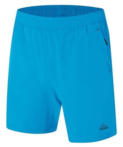 YSENTO Herren Kurze Sporthose Laufshorts Gymshorts Trainingsshorts Outdoor Joggingshorts mit Reißverschlusstaschen(Himmelblau,2XL) von YSENTO