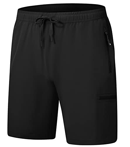 YSENTO Herren Kurze Wanderhose Leichte Sommer Kurze Outdoor Cargohose Schnelltrocknend Kurze Trekkinghose Sporthose mit Reißverschlusstaschen(Schwarz,L) von YSENTO