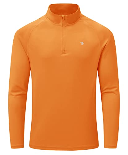 YSENTO Herren Langarmshirt Sport Laufshirt 1/4 Zip Trainingsshirt Funktionsshirt Gym Jogging Top Atmungsaktiv Wandershirts(Orange,M) von YSENTO