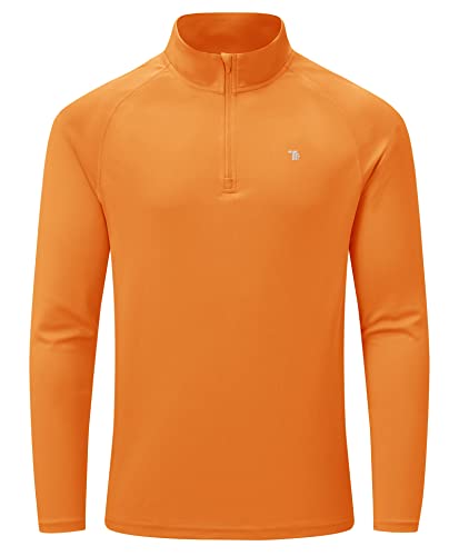 YSENTO Herren Langarmshirt Sport Laufshirt 1/4 Zip Trainingsshirt Funktionsshirt Gym Jogging Top Atmungsaktiv Wandershirts(Orange,S) von YSENTO