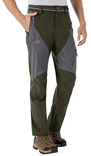 YSENTO Herren Outdoorhose Leichte Atmungsaktive Wasserdicht Schnelltrocknend Verschleißfest Wanderhose(Armeegrün,32) von YSENTO