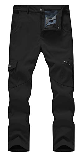 YSENTO Herren Outdoorhose Wanderhose Wasserdicht Softshellhose Winter Warm Gefüttert Trekkinghose Skihose Snowboardhose(Schwarz1,40) von YSENTO