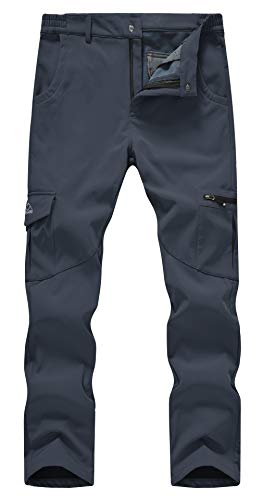 YSENTO Herren Outdoorhose Wanderhose Wasserdicht Softshellhose Winter Warm Gefüttert Trekkinghose Skihose Snowboardhose(Grau,38) von YSENTO