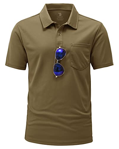 YSENTO Herren Poloshirts Kurzarm Polohemd T Shirts Golf Polo Slim Fit Tennis Polo T-Shirts mit Tasche(Braun,3XL) von YSENTO