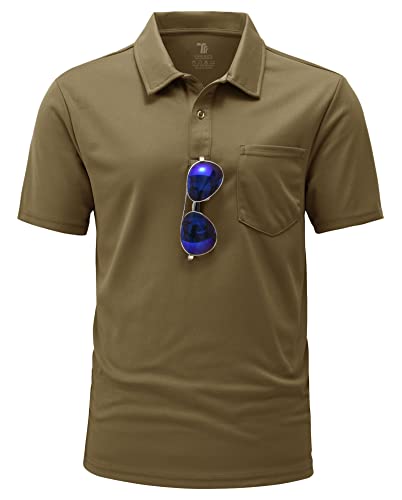 YSENTO Herren Poloshirts Kurzarm Polohemd T Shirts Golf Polo Slim Fit Tennis Polo T-Shirts mit Tasche(Braun,M) von YSENTO