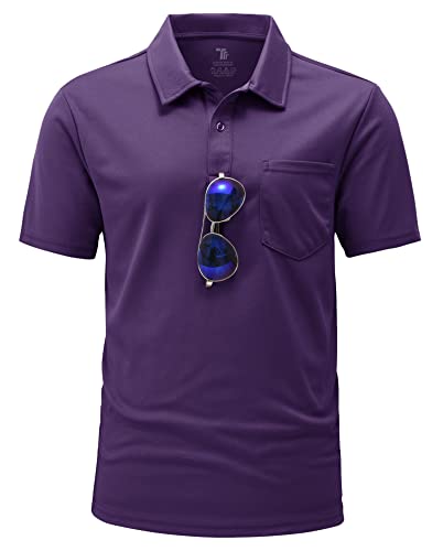 YSENTO Herren Poloshirts Kurzarm Polohemd T Shirts Golf Polo Slim Fit Tennis Polo T-Shirts mit Tasche(Lila,3XL) von YSENTO