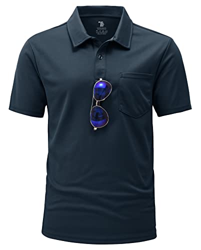 YSENTO Herren Poloshirts Kurzarm Polohemd T Shirts Golf Polo Slim Fit Tennis Polo T-Shirts mit Tasche(Marine,XL) von YSENTO