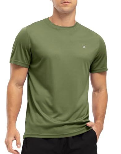 YSENTO Herren Rashguard Schwimmshirt UV Shirt Schnelltrocknend Kurzarm Sommer Sonnenschutz Wasser Shirts(Armeegrün,L) von YSENTO