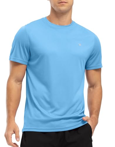 YSENTO Herren Rashguard Schwimmshirt UV Shirt Schnelltrocknend Kurzarm Sommer Sonnenschutz Wasser Shirts(Mittelblau,3XL) von YSENTO