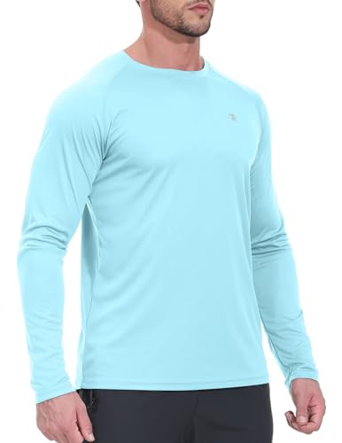 YSENTO Herren Rashguard UPF 50+ UV Schutz Shirt Schnell trocknen Leichter Sonnenschutz Langarm Funktions Schwimmshirt(Baby Blau,L) von YSENTO