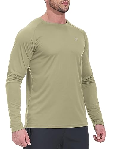 YSENTO Herren Rashguard UPF 50+ UV Schutz Shirt Schnell trocknen Leichter Sonnenschutz Langarm Funktions Schwimmshirt(Khaki,3XL) von YSENTO