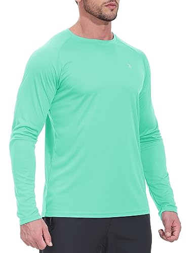 YSENTO Herren Rashguard UPF 50+ UV Schutz Shirt Schnell trocknen Leichter Sonnenschutz Langarm Funktions Schwimmshirt(Mintgrün,XL) von YSENTO