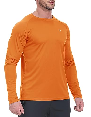 YSENTO Herren Rashguard UPF 50+ UV Schutz Shirt Schnell trocknen Leichter Sonnenschutz Langarm Funktions Schwimmshirt(Orange,L) von YSENTO