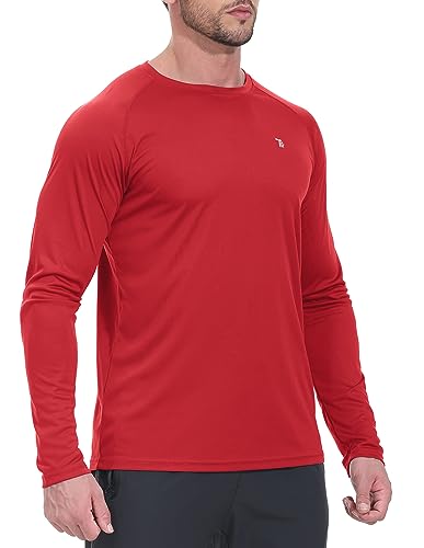YSENTO Herren Rashguard UPF 50+ UV Schutz Shirt Schnell trocknen Leichter Sonnenschutz Langarm Funktions Schwimmshirt(Rot,XXL) von YSENTO