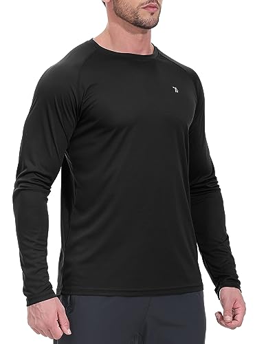 YSENTO Herren Rashguard UPF 50+ UV Schutz Shirt Schnell trocknen Leichter Sonnenschutz Langarm Funktions Schwimmshirt(Schwarz,L) von YSENTO