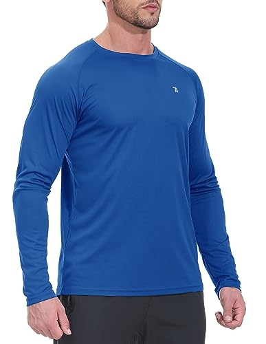 YSENTO Herren Rashguard UPF 50+ UV Schutz Shirt Schnell trocknen Leichter Sonnenschutz Langarm Funktions Schwimmshirt(Sea Blue,XXL) von YSENTO