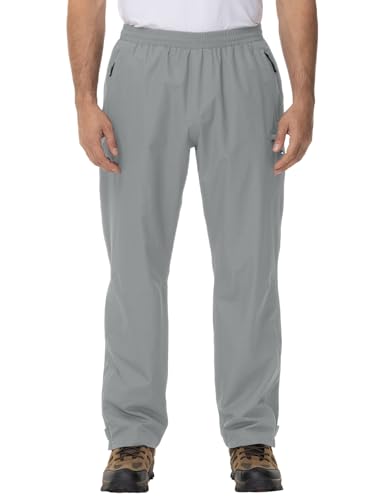 YSENTO Herren Regenhose Wasserdicht Outdoorhose Wanderhose Leichte Atmungsaktiv Trekkinghose Fahrradhose(Hellgrau,L) von YSENTO