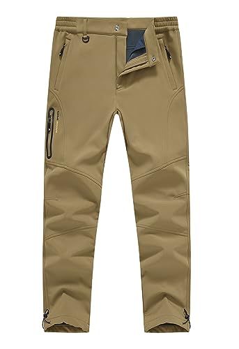 YSENTO Herren Schnee Skifahren Hosen Wasserdicht Isoliert Winter Fleece Cargo Wanderhose, Khaki, 36 von YSENTO