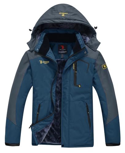 YSENTO Herren Skijacke Winterjacke Softshelljack Wasserdicht Warm Gefüttert Outdoor Funktionsjacke mit Abnehmbarer Kapuze(02 Blau,M) von YSENTO