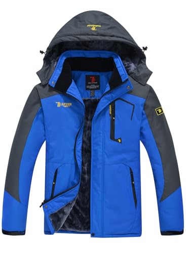 YSENTO Herren Skijacke Winterjacke Softshelljack Wasserdicht Warm Gefüttert Outdoor Funktionsjacke mit Abnehmbarer Kapuze(Blau,M) von YSENTO