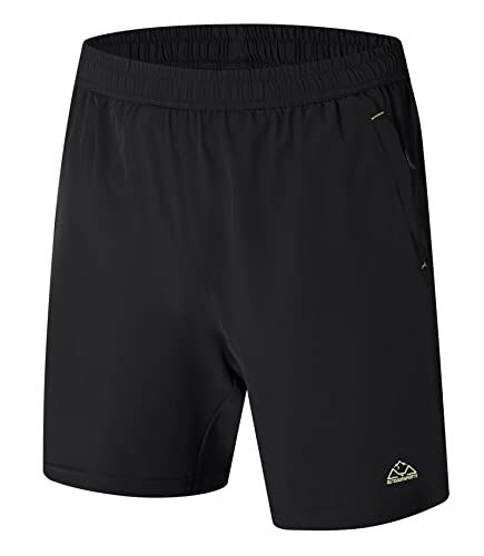 YSENTO Herren Sport Shorts Kurze Sporthose Trainingsshorts Schnell Trocknend Laufshorts mit Reißverschlusstasch(02schwarz,2XL) von YSENTO