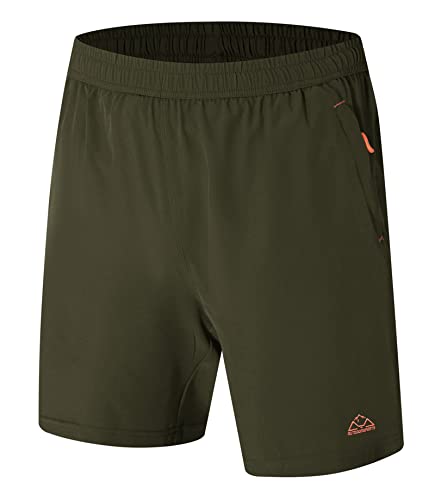 YSENTO Herren Sport Shorts Kurze Sporthose Trainingsshorts Schnell Trocknend Laufshorts mit Reißverschlusstasch(Militärgrün,2XL) von YSENTO