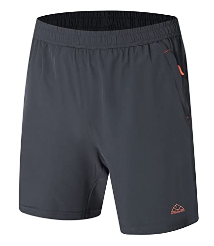 YSENTO Herren Sport Shorts Kurze Sporthose Trainingsshorts Schnell Trocknend Laufshorts mit Reißverschlusstasch(dunkelgrau,L) von YSENTO