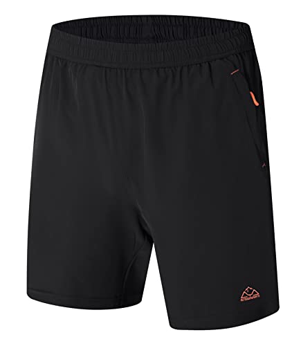 YSENTO Herren Sport Shorts Kurze Sporthose Trainingsshorts Schnell Trocknend Laufshorts mit Reißverschlusstasch(schwarz,2XL) von YSENTO